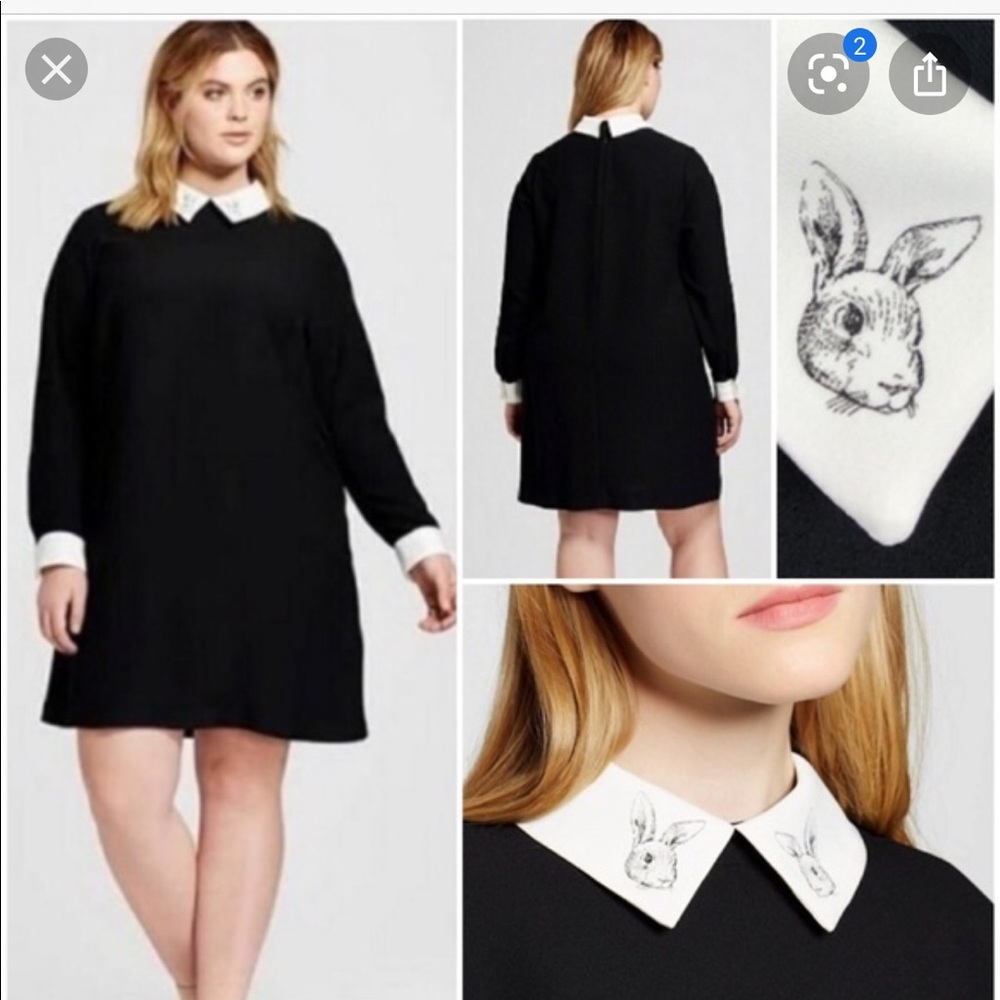 NWT Victoria Beckham Black White Collar Dress 1X